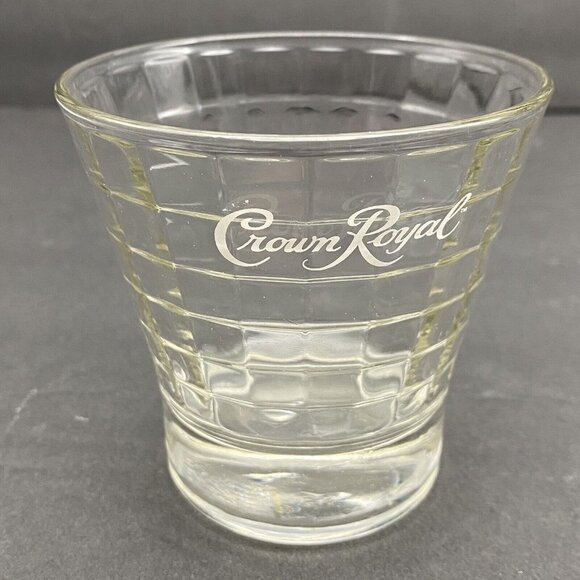 Vtg Crown Royal Glasses Tapered Optic Block Logo On The Rocks Set Of 4 Whiskey - Picture 4 of 10
